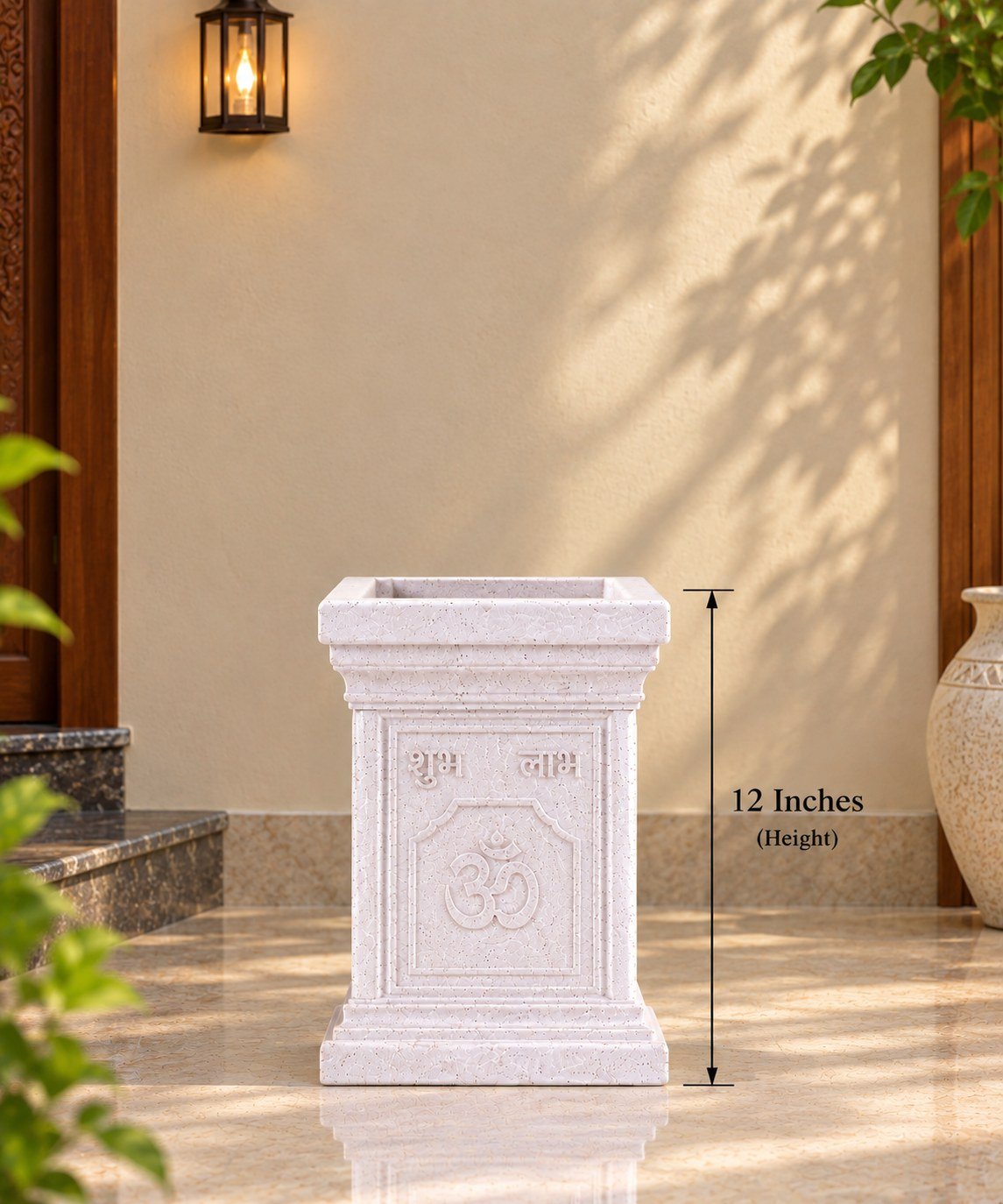 OUTAREA Tulsi 12 Inch White Roto Fibre Planter Pot for Home Garden Balcony
