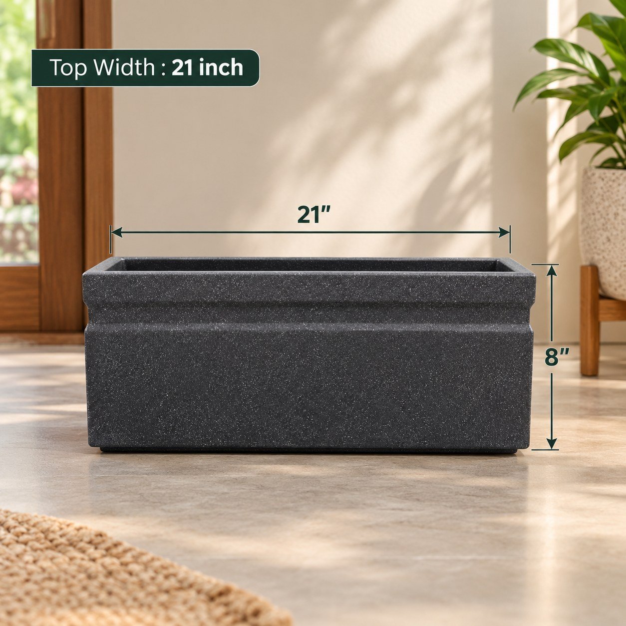 OUTAREA Kwid 21 Inch Grey Roto Fibre Planter Pot for Home Garden Balcony