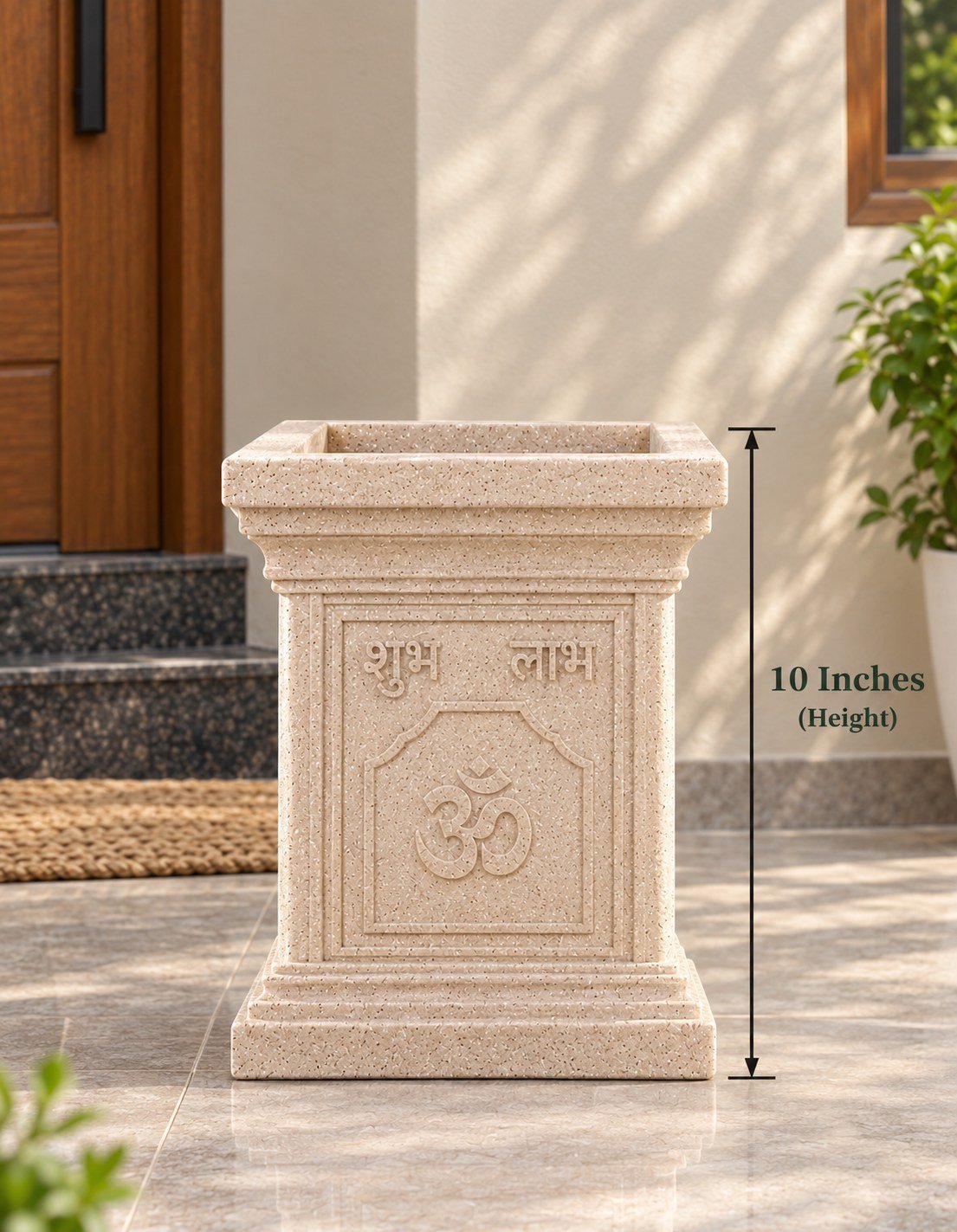 OUTAREA Tulsi 10 Inch Beige Roto Fibre Planter Pot for Home Garden Balcony