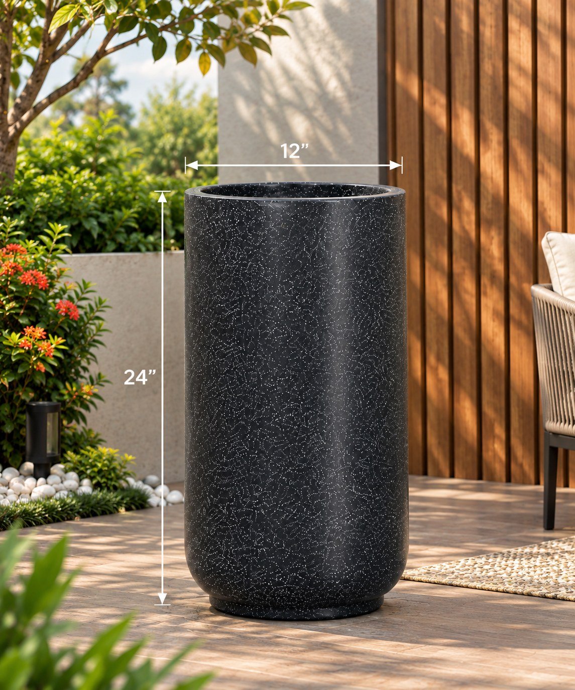 OUTAREA Casa 24 Inch Grey Roto Fibre Planter Pot for Home Garden Balcony