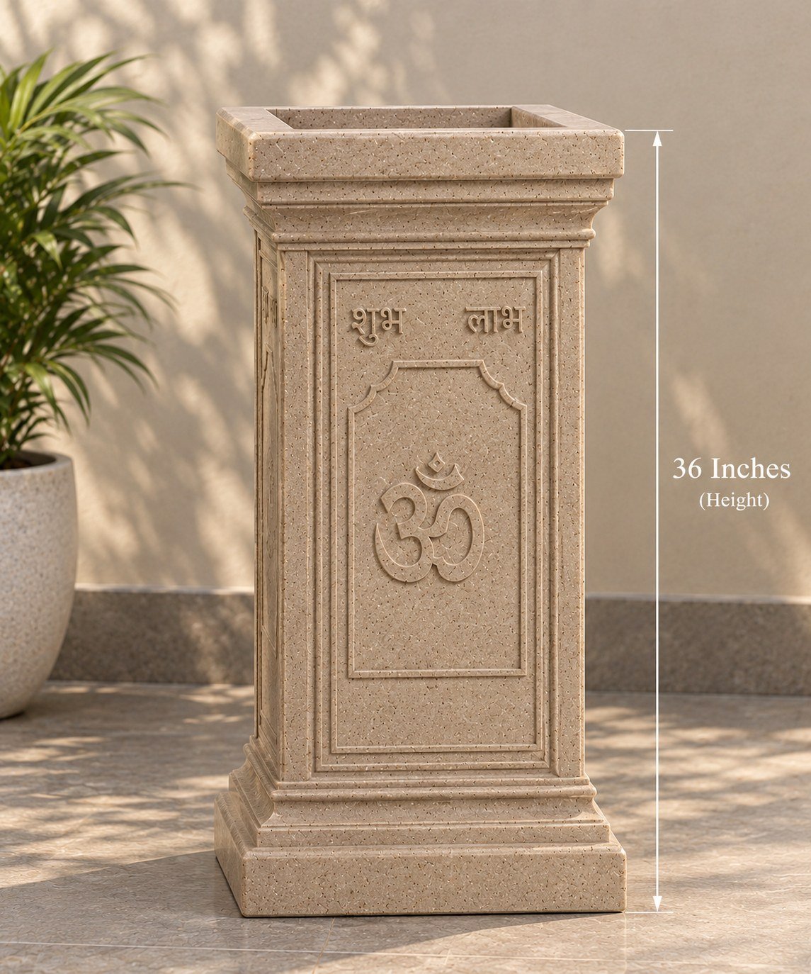OUTAREA Tulsi 36 Inch Beige Roto Fibre Planter Pot for Home Temple Garden Balcony