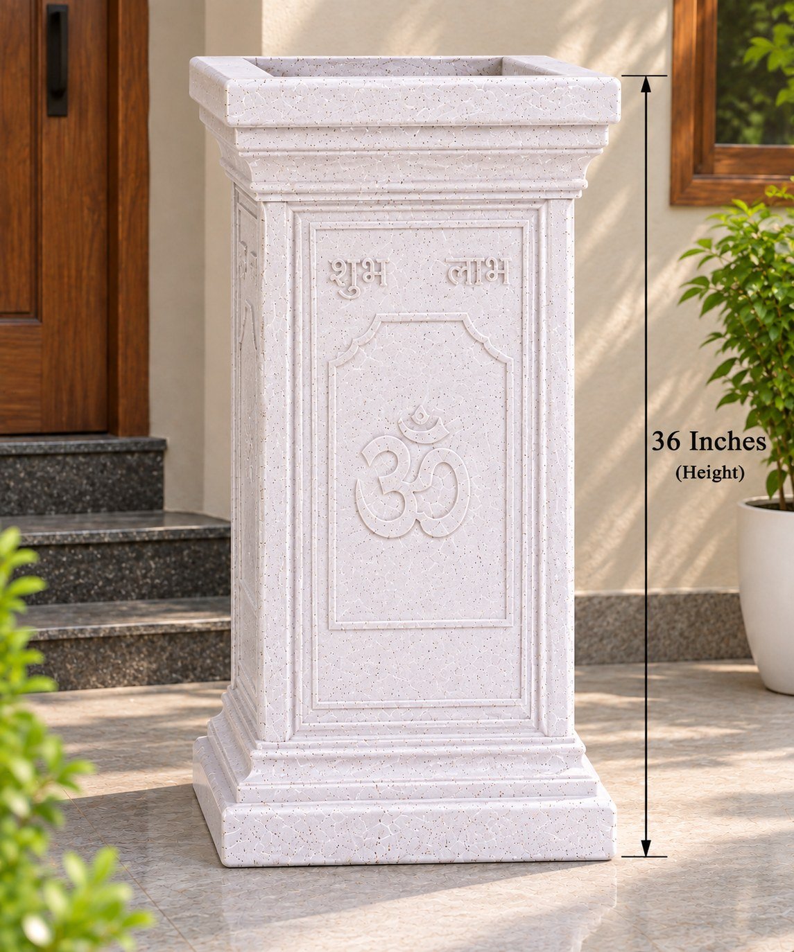 OUTAREA Tulsi 36 Inch White Roto Fibre Planter Pot for Home Garden Balcony