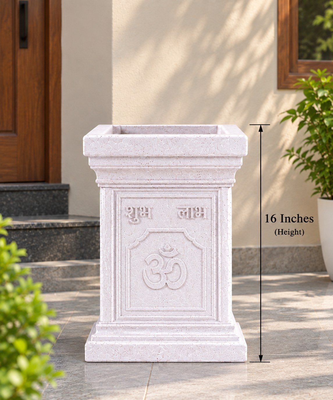 OUTAREA Tulsi 16 Inch White Roto Fibre Planter Pot for Home Garden Balcony