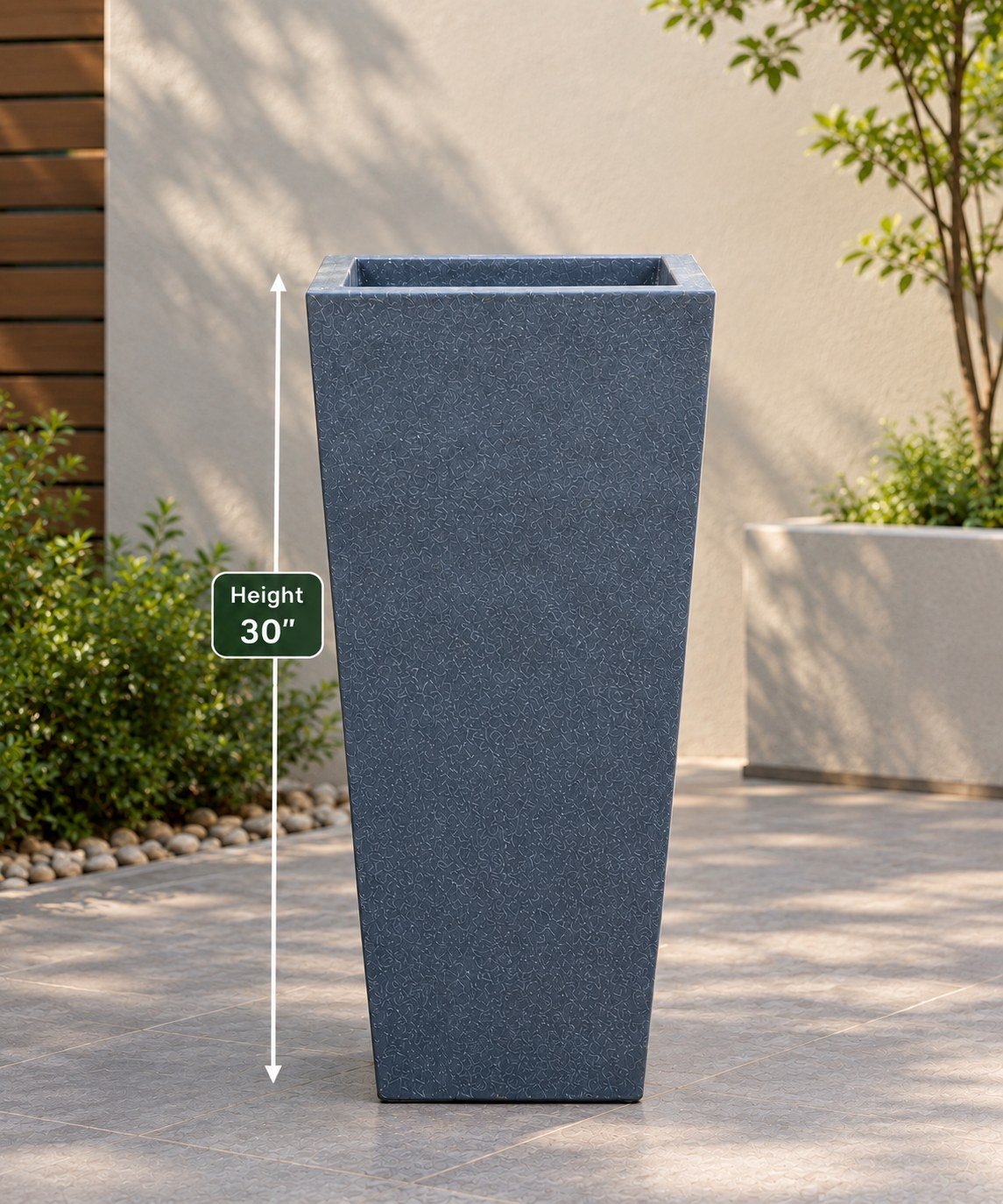 OUTAREA Tokyo 30 Inch Grey Roto Fibre Planter Pot for Home Garden Balcony