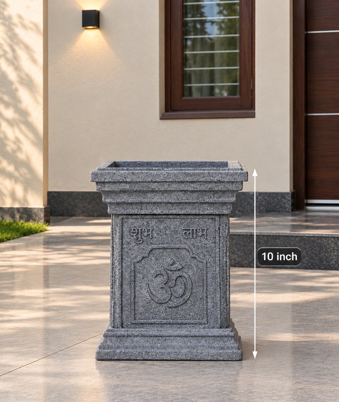 OUTAREA Tulsi 10 Inch Grey Roto Fibre Planter Pot for Home Garden Balcony