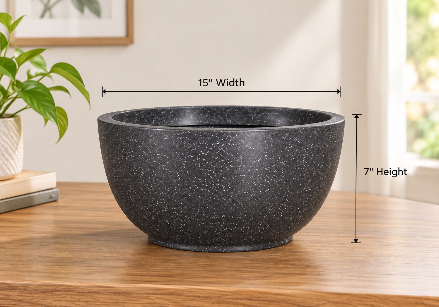 OUTAREA Rio 15 Inch Grey Roto Fibre Planter Pot for Home Garden Balcony