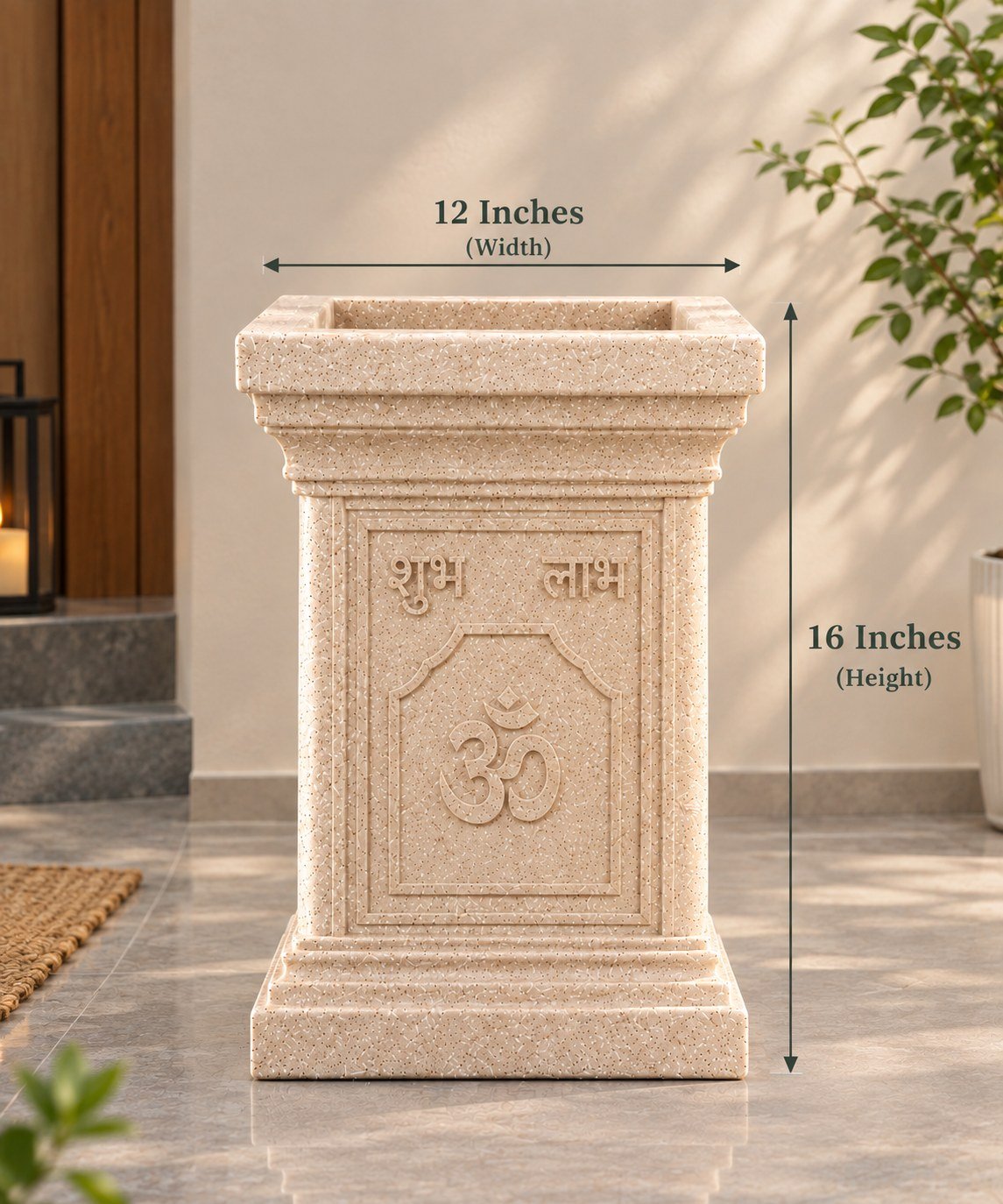OUTAREA Tulsi 16 Inch Beige Roto Fibre Planter Pot for Home Garden Balcony