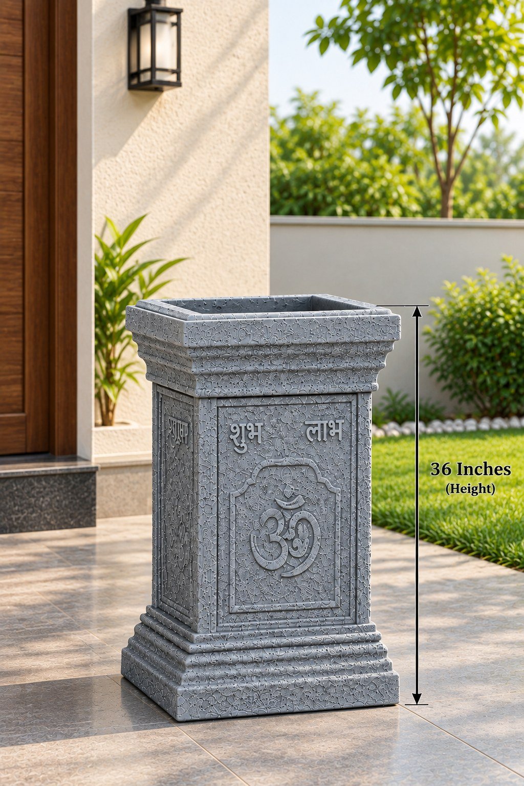 OUTAREA Tulsi 36 Inch Grey Roto Fibre Planter Pot for Home Garden Balcony